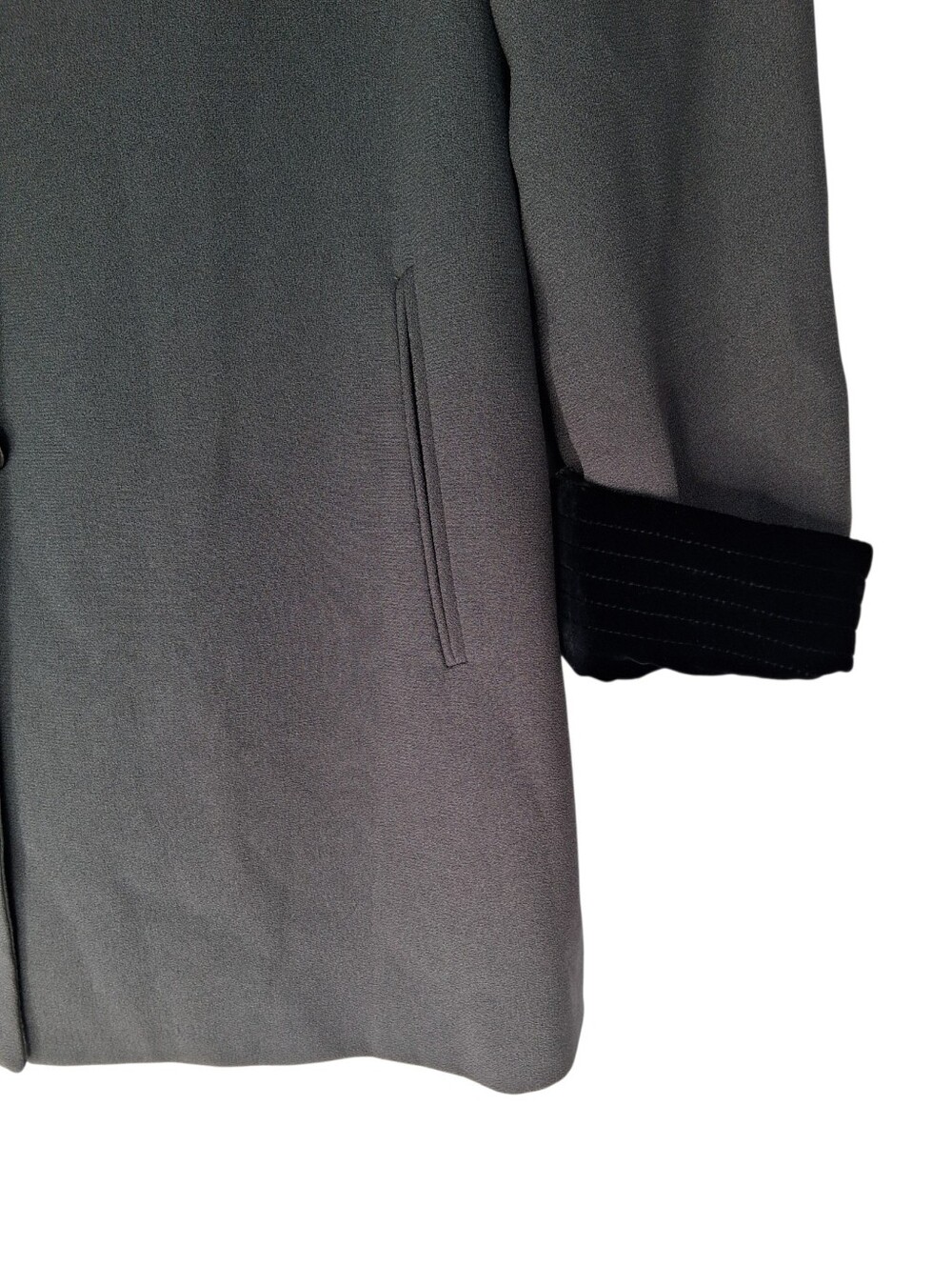 vintage Zelda Women's Gray Blazer with Black Velvet Shawl Collar Size 12 - Picture 6 of 10